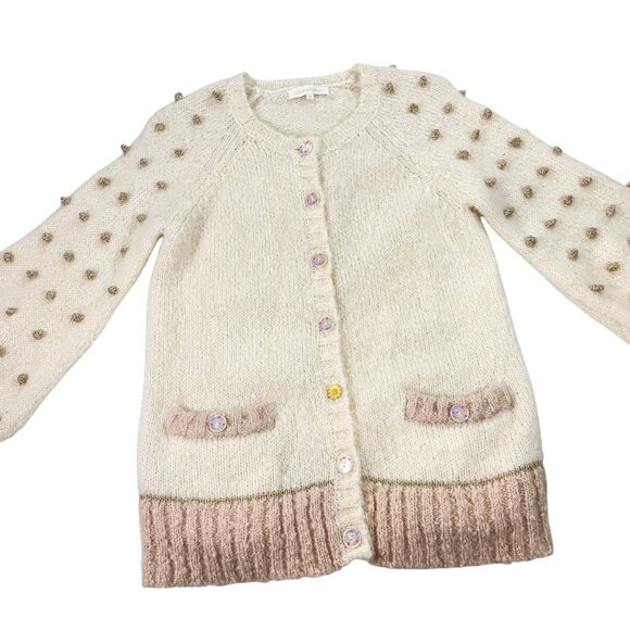 LoveShackFancy Nuri Boyfriend Cardigan Womens Size S Mohair Wool Blend Cream - Picture 2 of 10